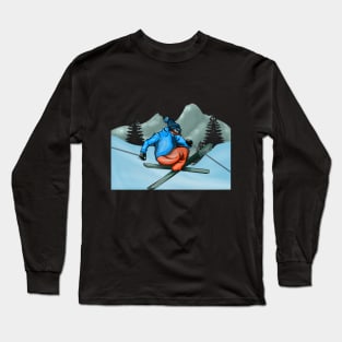 Ski jumper with Skis Mountains and Trees Long Sleeve T-Shirt